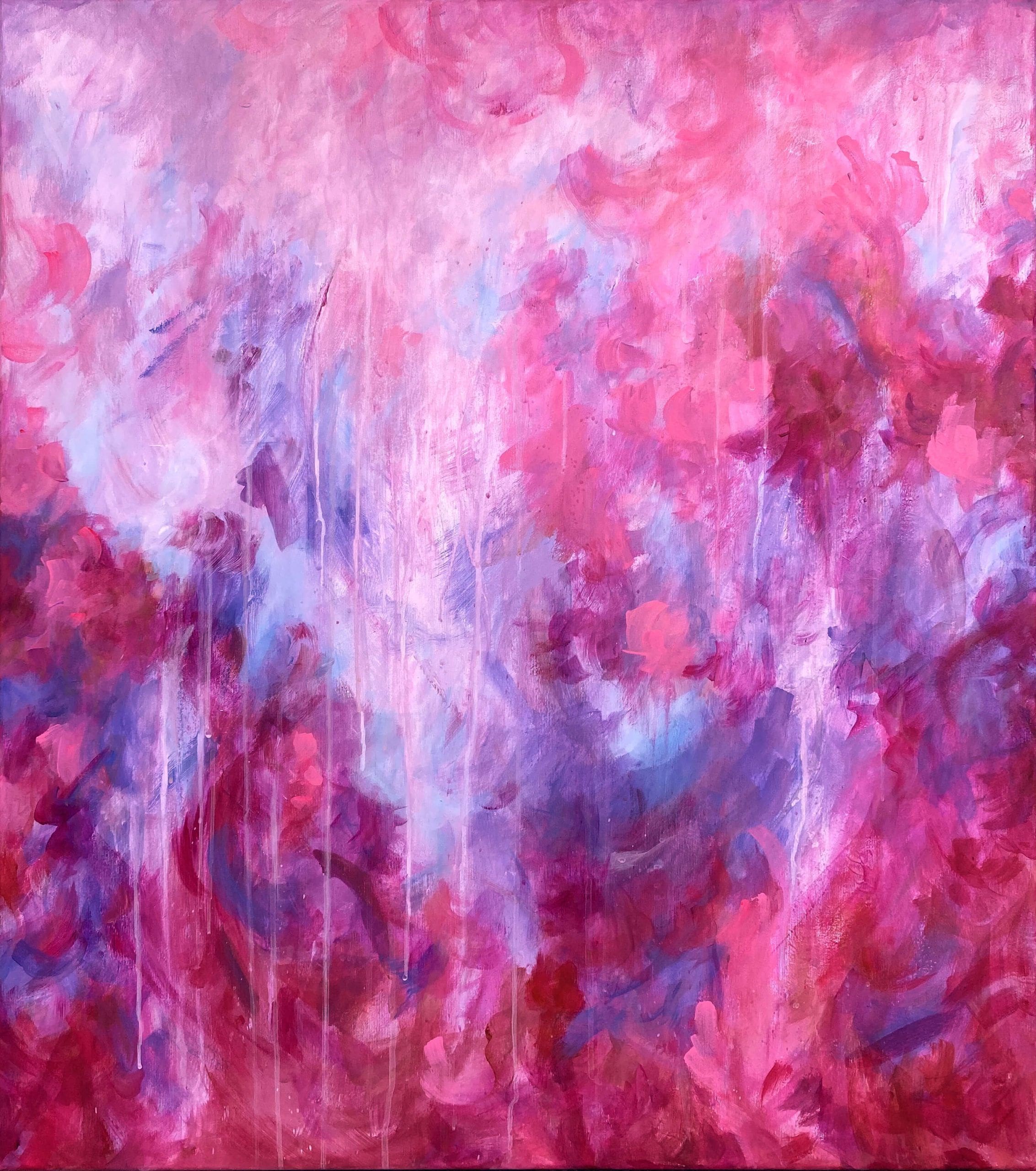 duży obraz do salonu różowy abstrakcyjny obraz abstrakcja różowa nowoczesny obraz