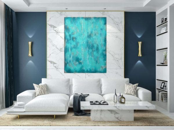 duży obraz do salonu nowoczesny abstrakcyjny obraz turkusowy obraz abstrakcja złoto turkus