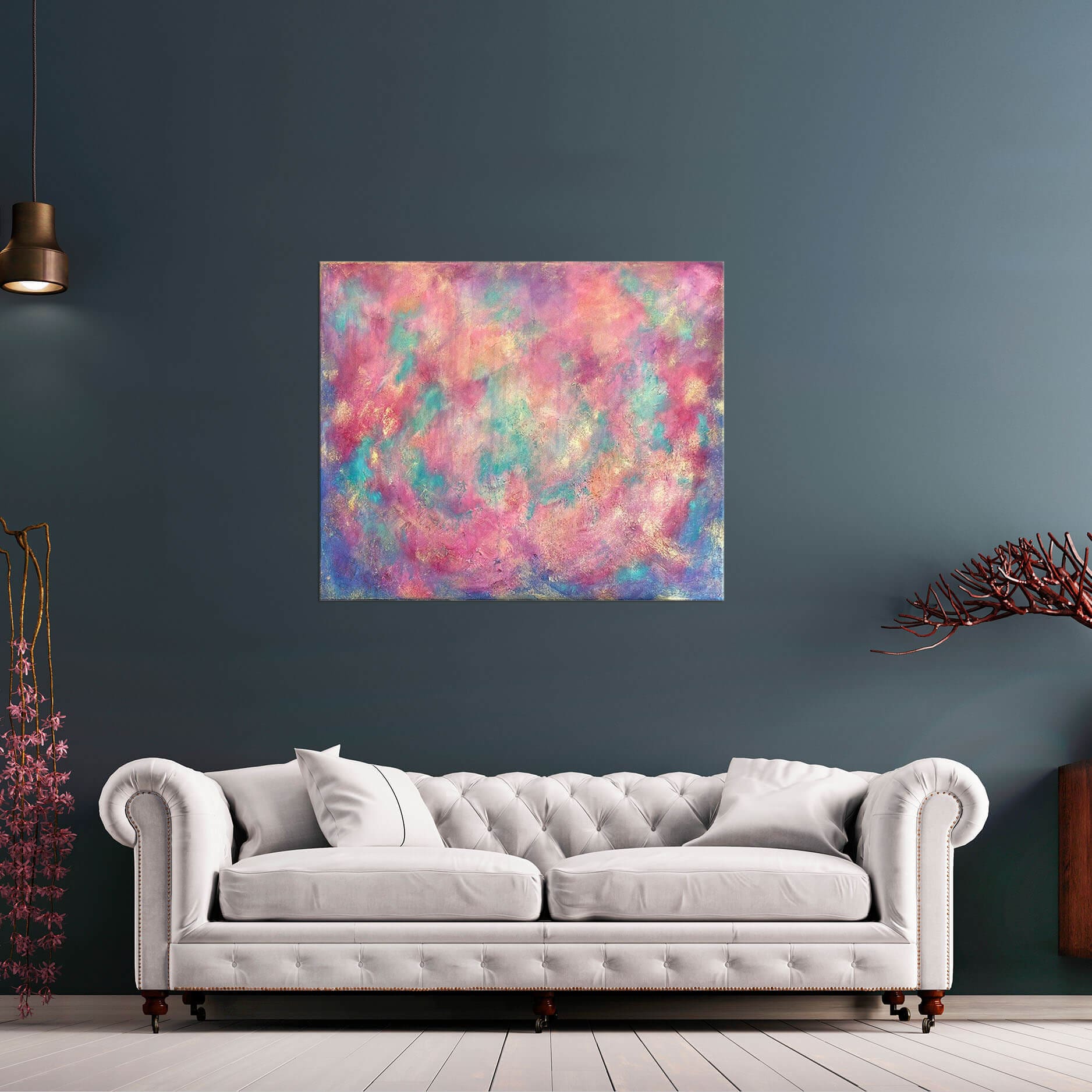 duży obraz do salonu nowoczesny kolorowy abstrakcyjny obraz abstrakcja złoto faktura