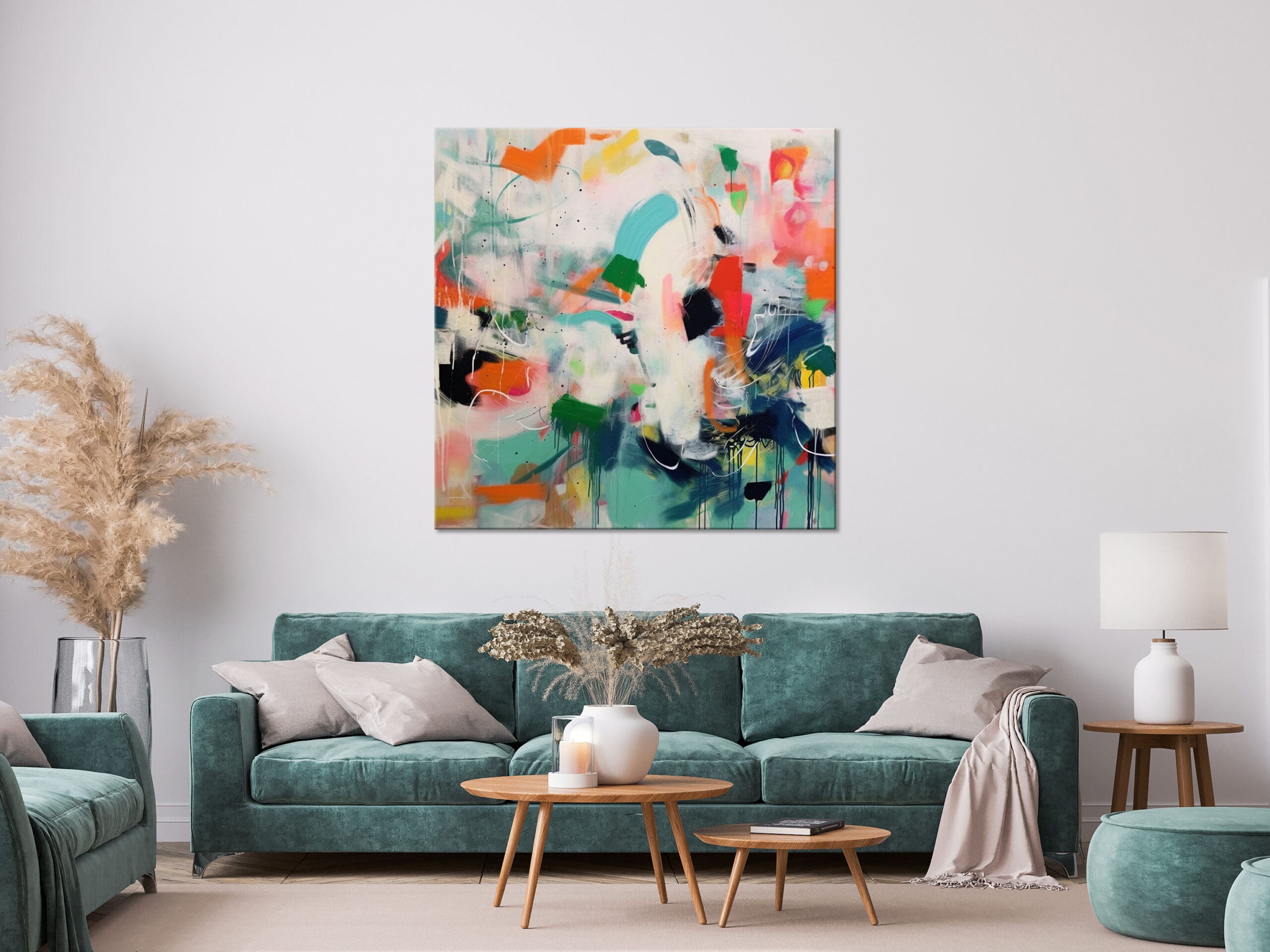 ekspresyjna abstrakcja, kolorowa abstrakcja, nowoczesny obraz do salonu
