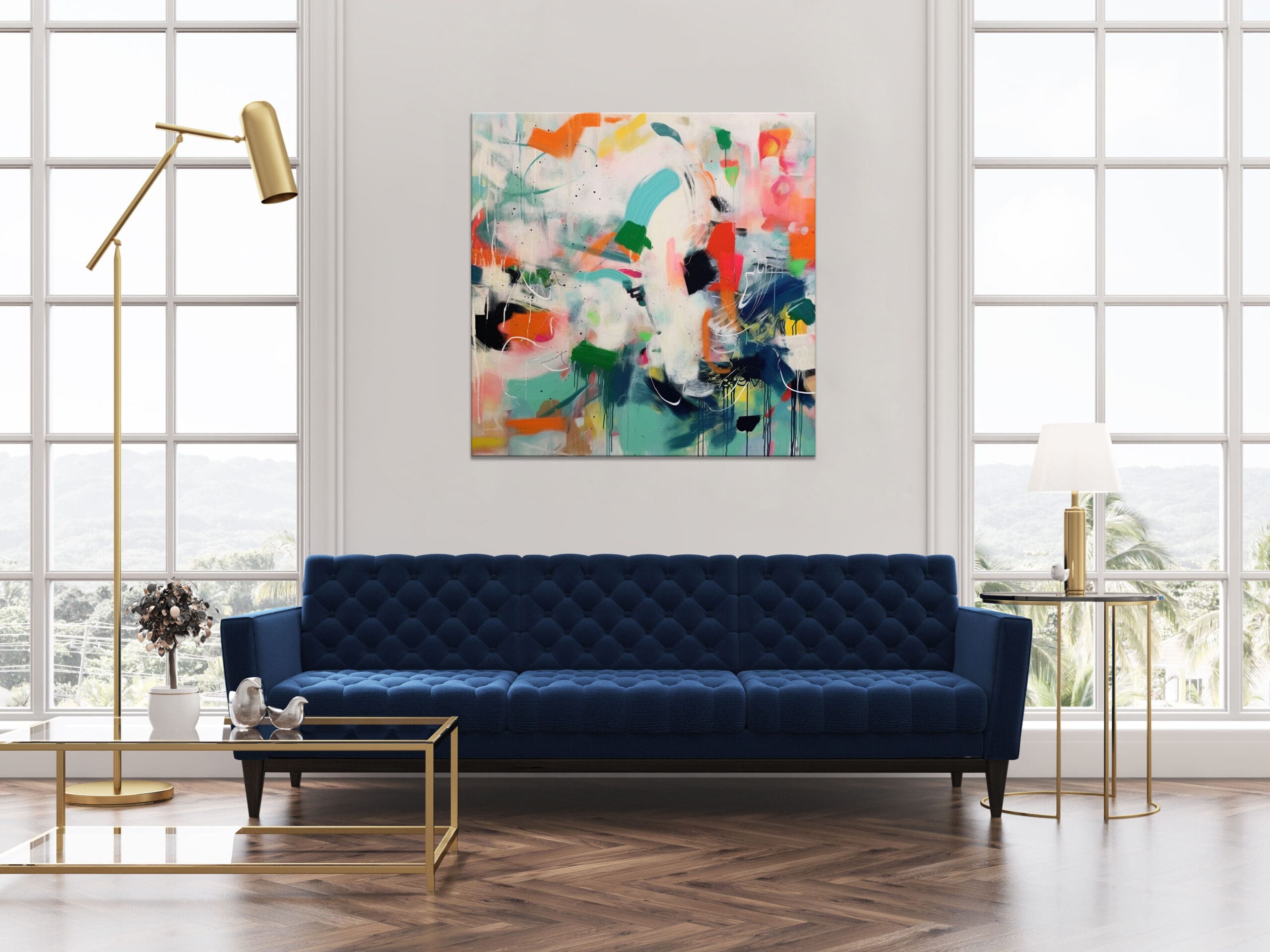 zielony obraz abstrakcyjny, kolorowy obraz abstrakcyjny, ekspresyjna abstrakcja