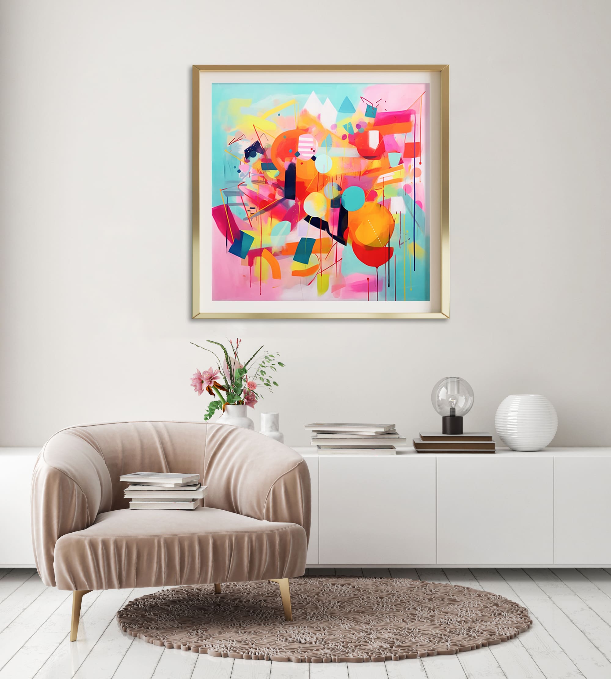 kolorowa abstrakcja, różowa abstrakcja, turkusowa abstrakcja