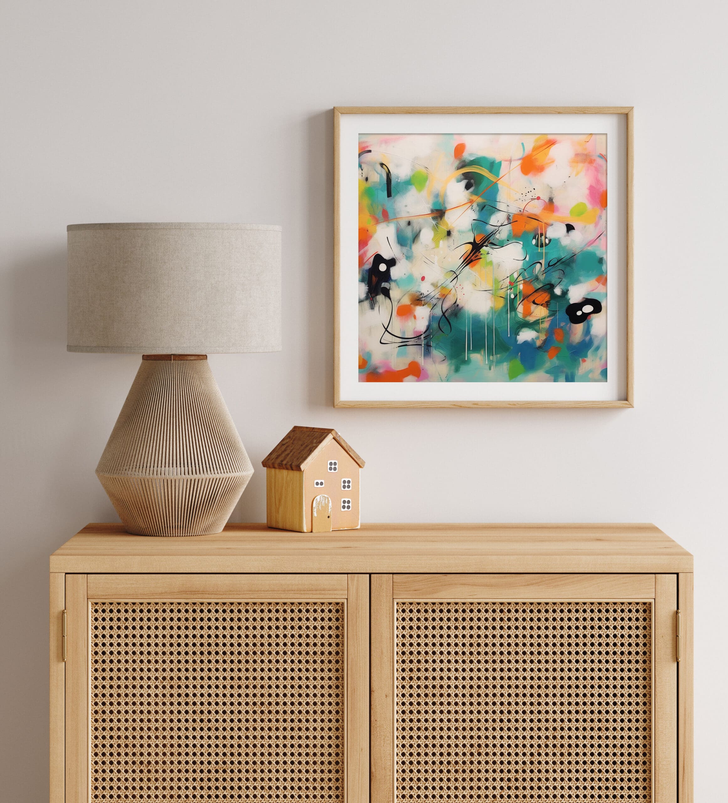 kolorowa abstrakcja, kolorowy obraz, zielony obraz, zielona abstrakcja, pomarańczowa abstrakcja,