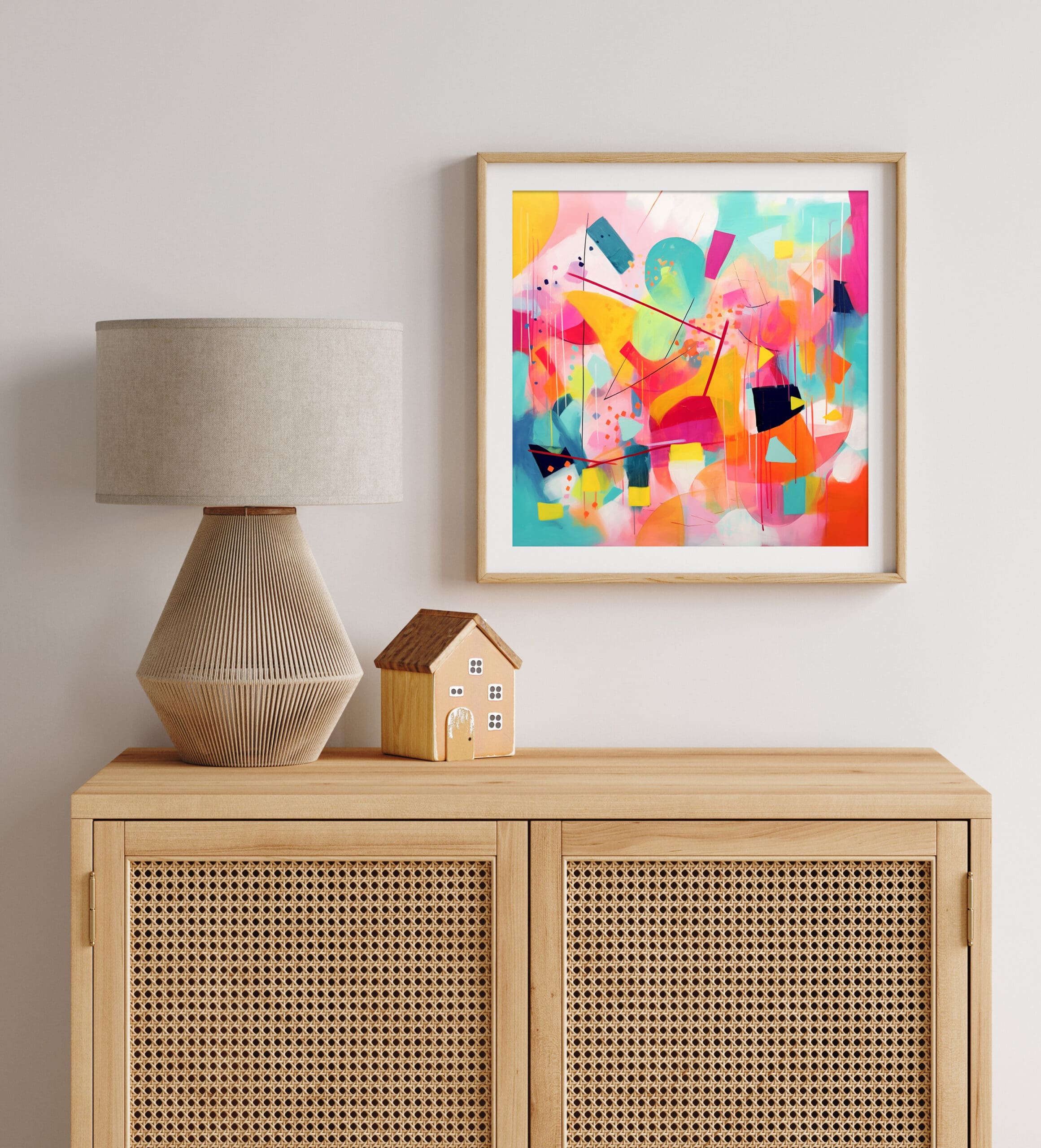 różowa abstrakcja, różowy obraz abstrakcyjny, pomarańczowy obraz, kolorowy obraz do salonu