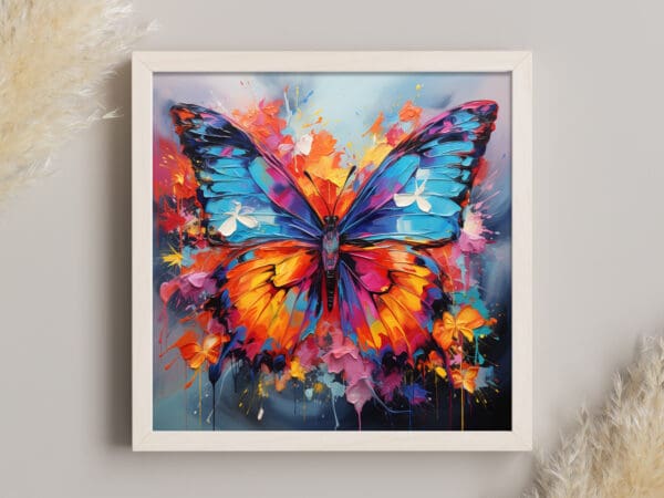 obraz kolorowy motyl, kolorowy obraz z motylem, pomarańczowy motyl, plakat z motylem