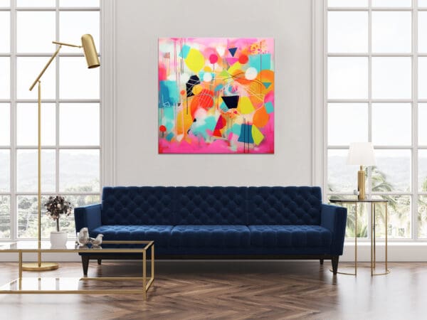 rożowy obraz abstrakcyjny, abstrakcyjny obraz w żywych kolorach