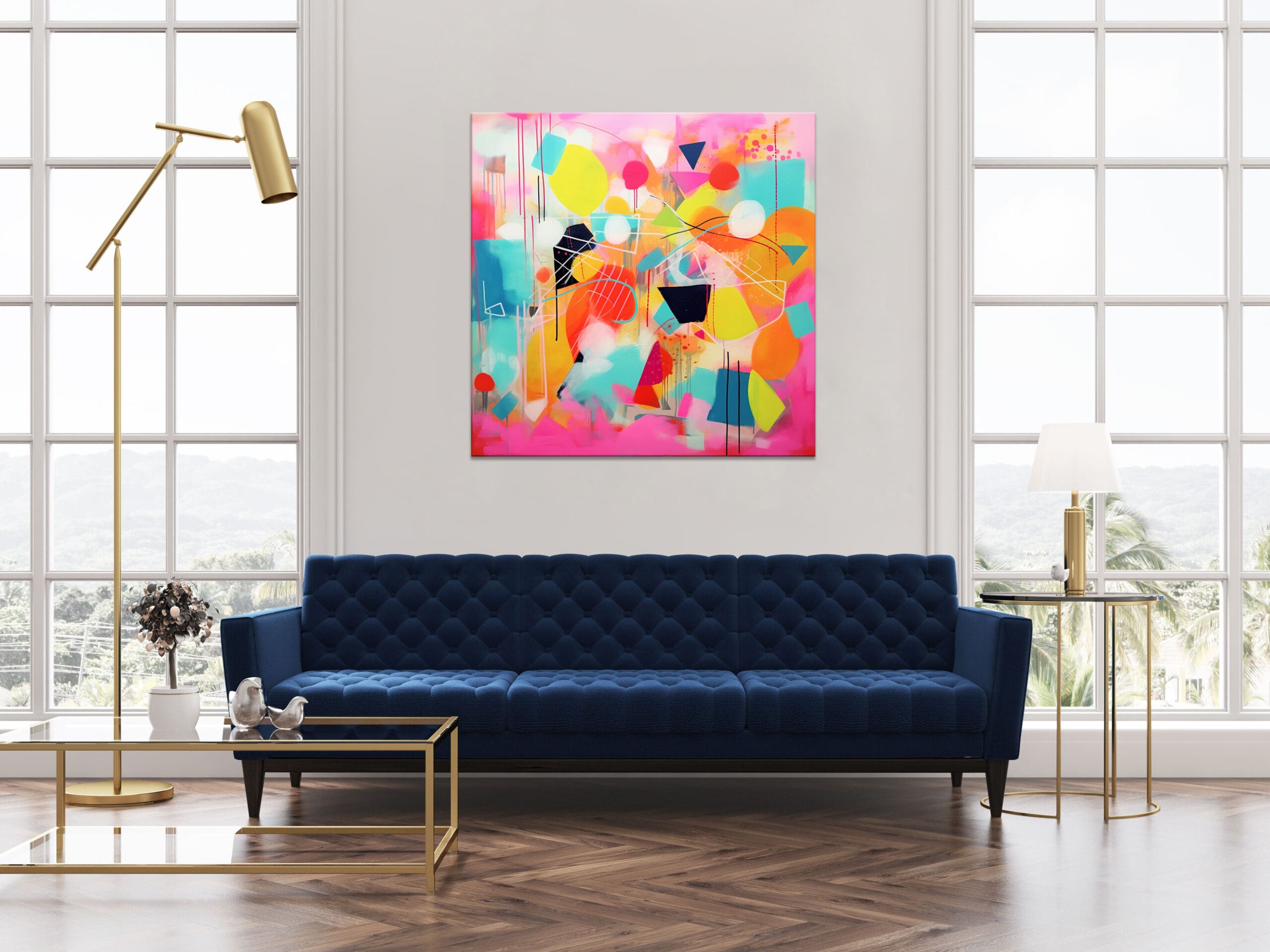 rożowy obraz abstrakcyjny, abstrakcyjny obraz w żywych kolorach