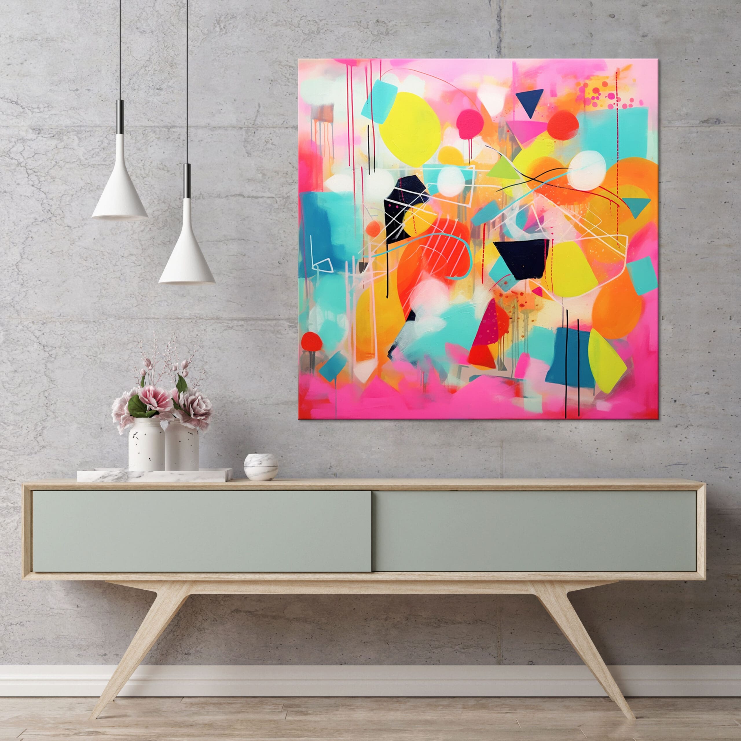 rożowy obraz abstrakcyjny, abstrakcyjny obraz w żywych kolorach