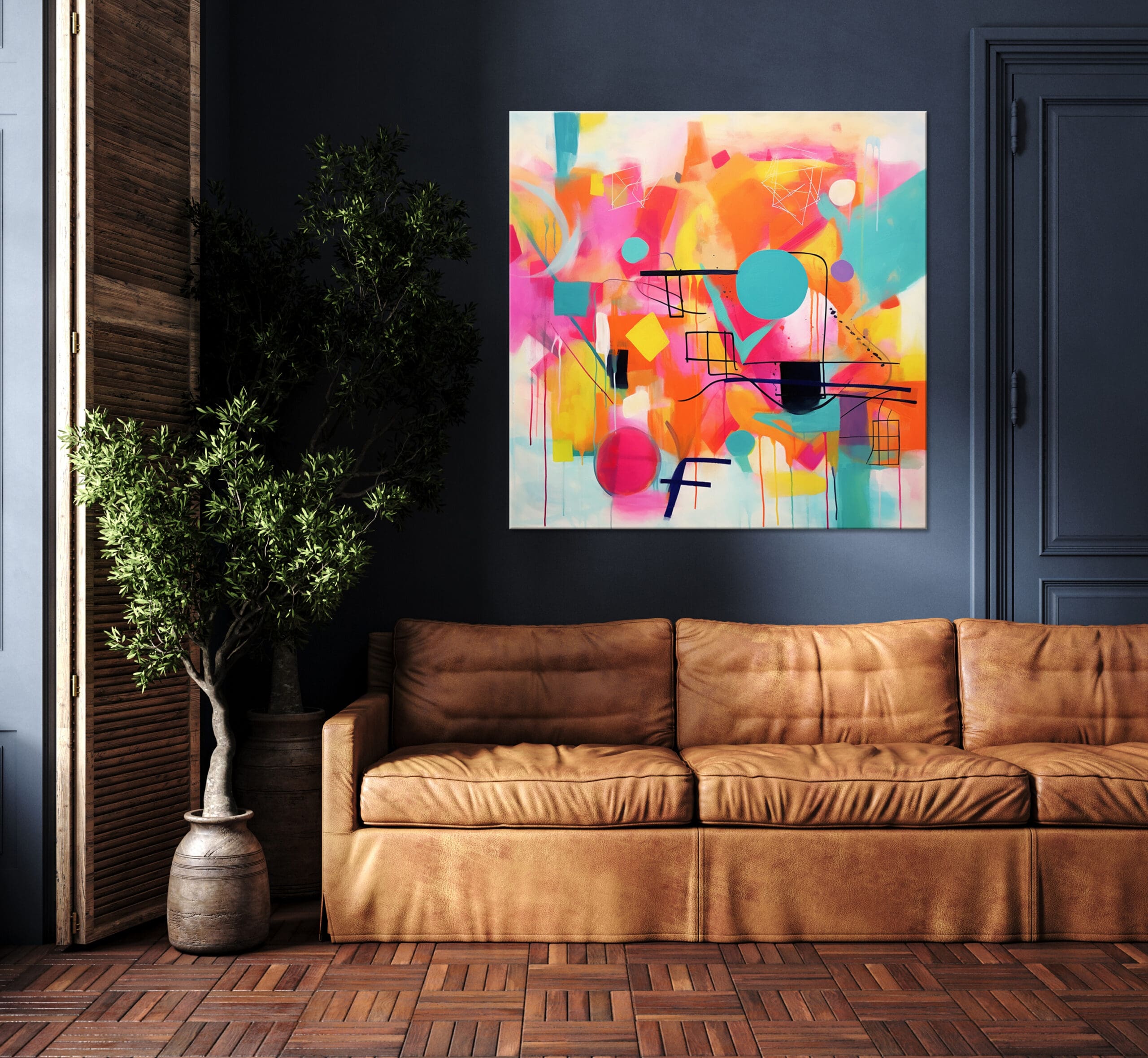 rożowy obraz abstrakcyjny, abstrakcyjny obraz w żywych kolorach