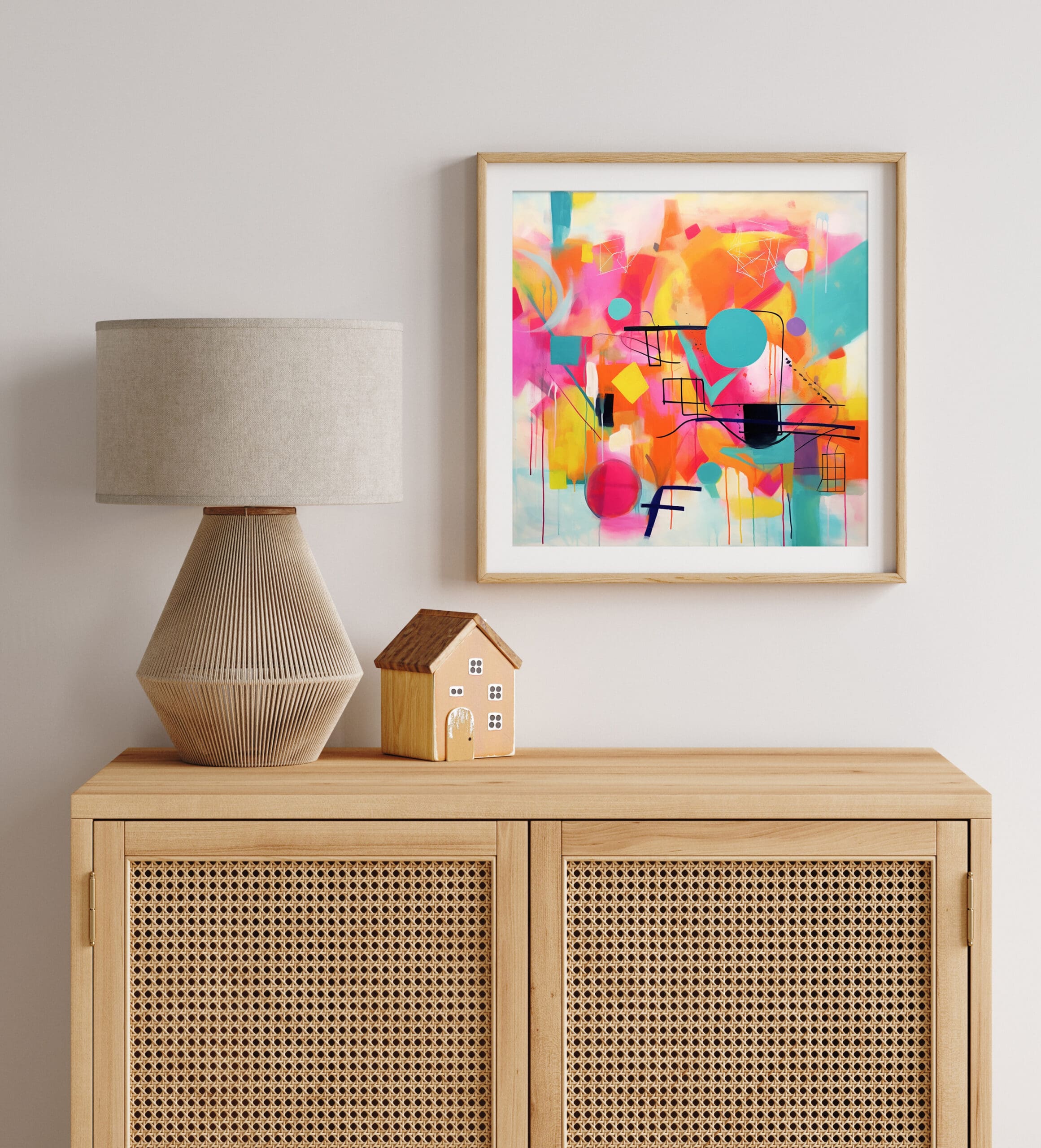 rożowy obraz abstrakcyjny, abstrakcyjny obraz w żywych kolorach