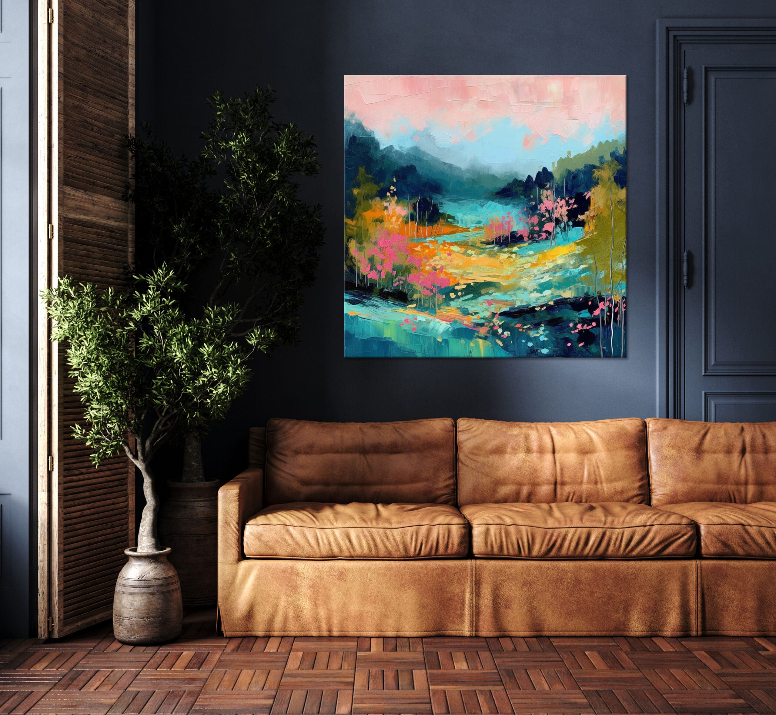 obraz jesienny krajobraz, abstrakcyjny krajobraz, plakat krajobraz, obraz las i góry, plakat las