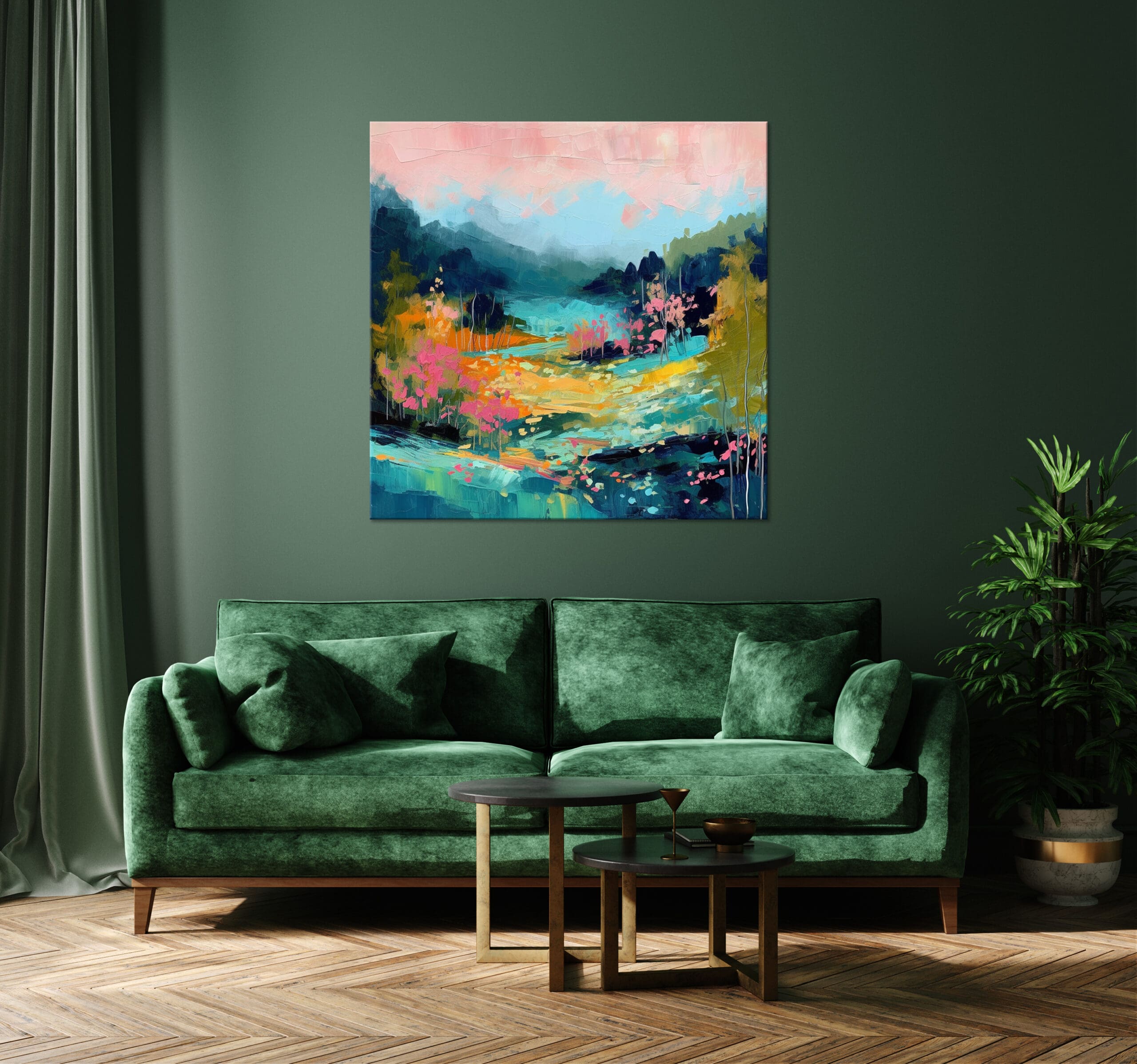 obraz jesienny krajobraz, abstrakcyjny krajobraz, plakat krajobraz, obraz las i góry, plakat las