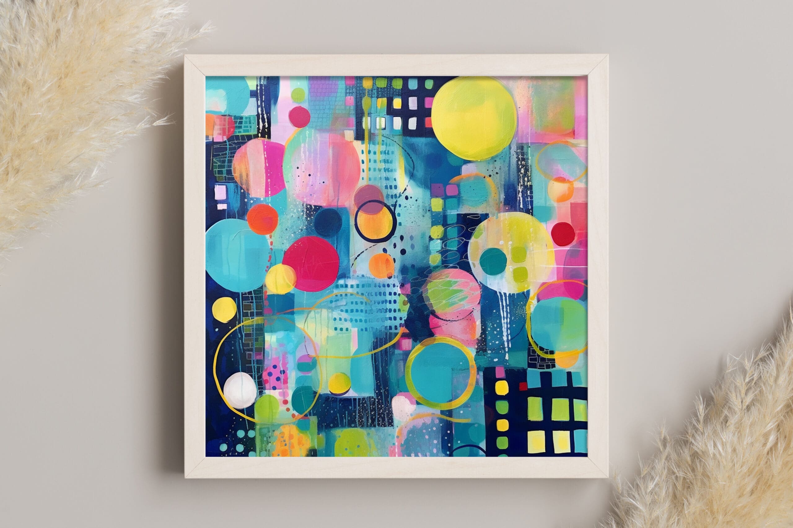 granatowy obraz abstrakcyjny, granatowa abstrakcja, kolorowa geometryczna abstrakcja