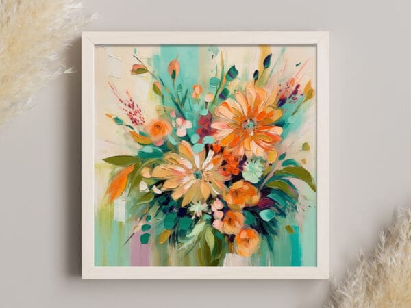 nowoczesny obraz z kwiatami, obraz z pomarańczowymi kwiatami, wydruk na płótnie