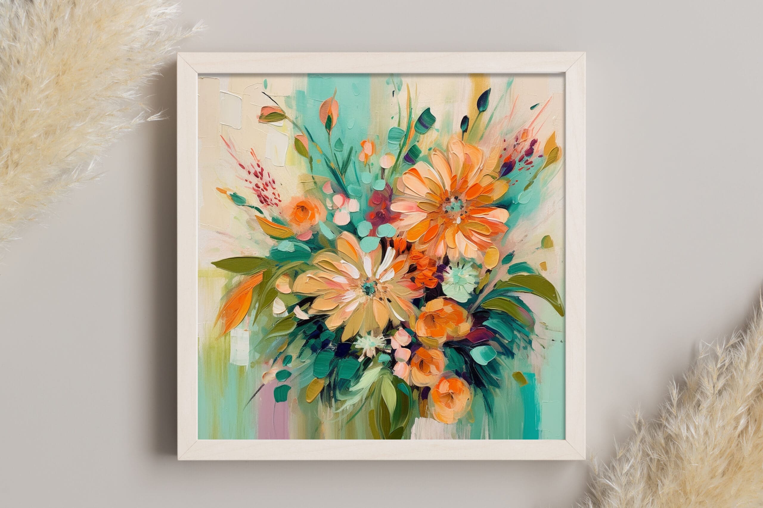 nowoczesny obraz z kwiatami, obraz z pomarańczowymi kwiatami, wydruk na płótnie