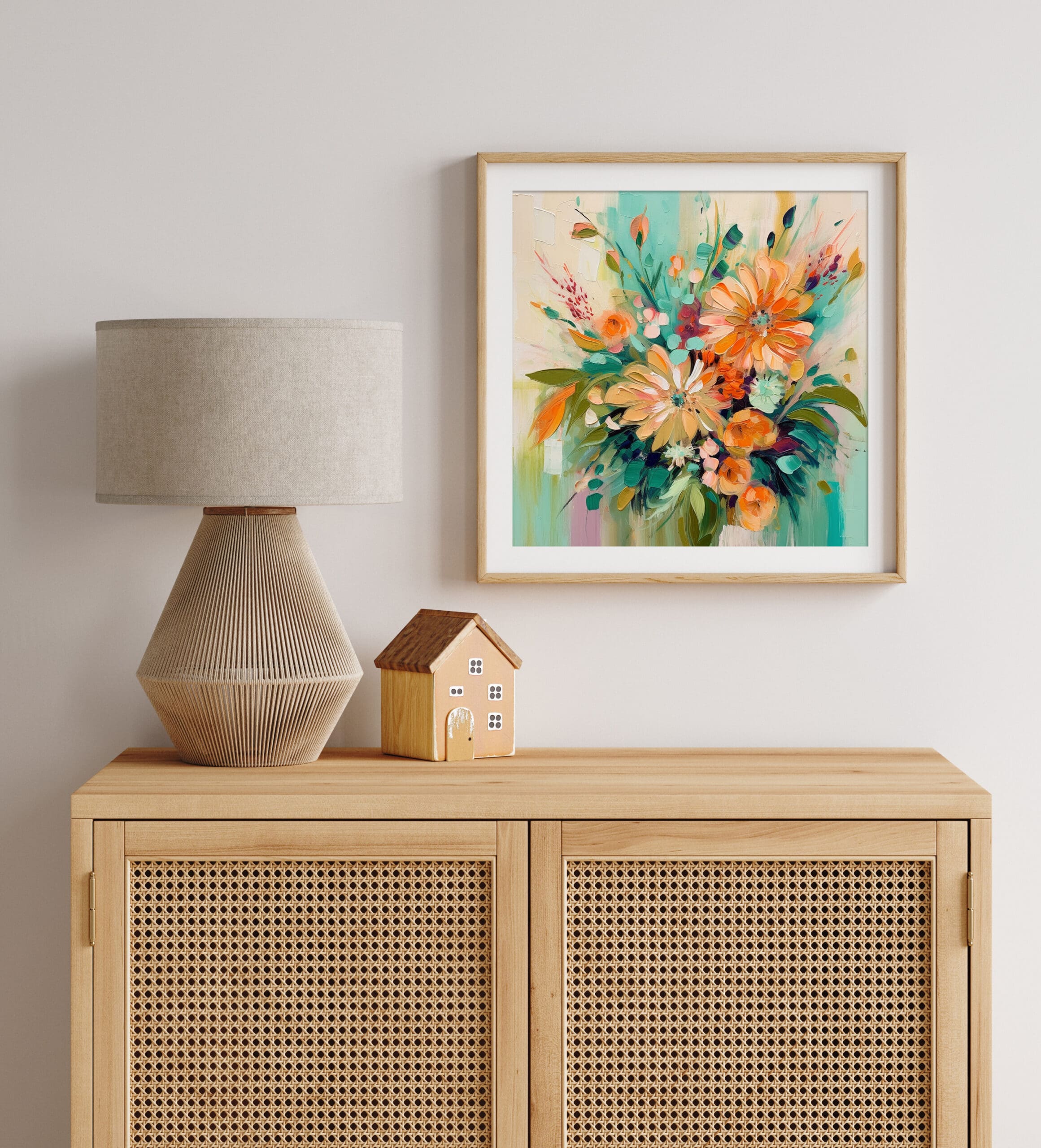 nowoczesny obraz z kwiatami, obraz z pomarańczowymi kwiatami, wydruk na płótnie