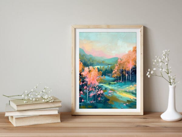 plakat letni krajobraz, plakat jesienny krajobraz, plakat las, plakat góry